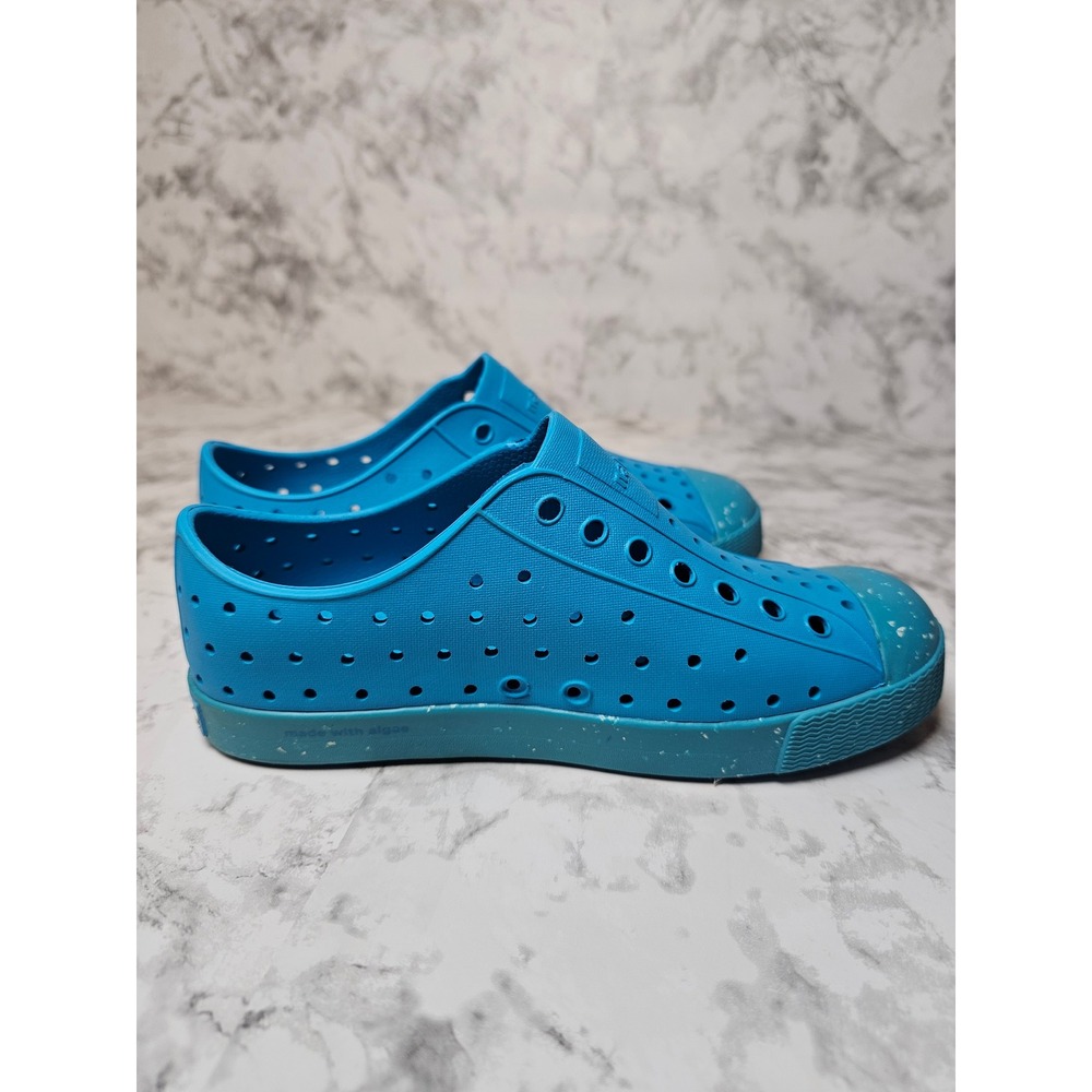 Native Jefferson Bloom Hollywood Blue Shell White Slip On Sneakers Kids J1